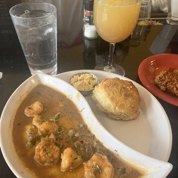 Ruby Slipper Decatur - Shrimp and grits with Ruby mimosa - Breakfast & Brunch Near Me - New Orleans, Louisiana
