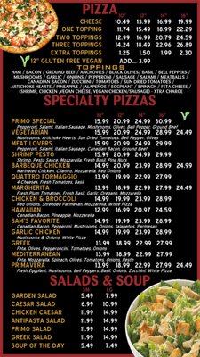Menu photo 1 Primo Pizza & Pasta Carlsbad, CA