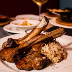 Benny's of Simsbury - Marinated lamb chops served with vermicelli rice pilaf