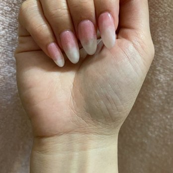 Refresh Nail Spa - Extension tips with pink and white ombré design :) - Nail Salons Near Me - New York, New York