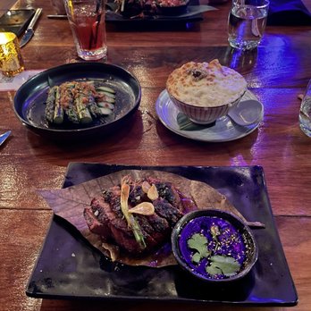 Baoli Miami - Filet & Skirt Steak with truffle Mac & cheese and grilled asparagus. - Bars Near Me - Miami Beach, Florida