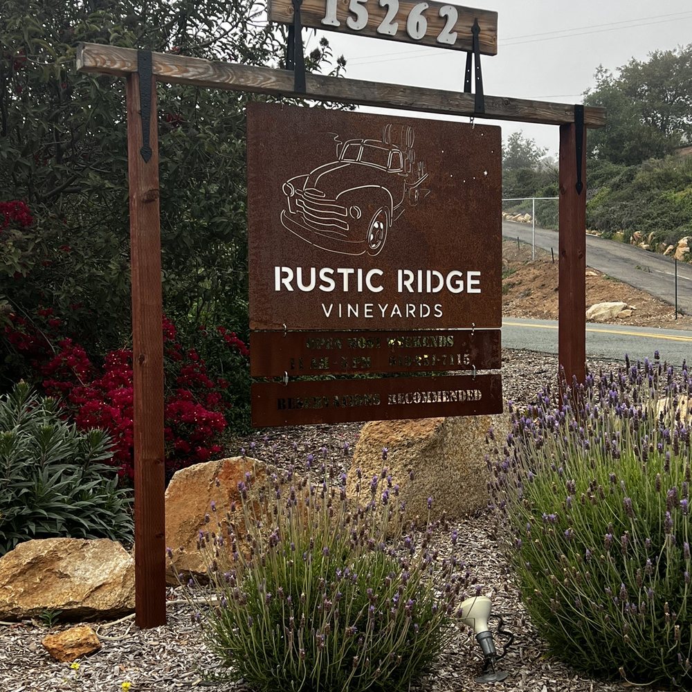 Rustic Ridge Vineyards - Sign from the road - Wine Tasting Room Near Me - Jamul, California