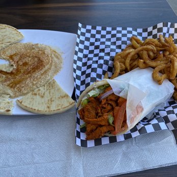 Falafel Flare - Humus platter and a chicken share a platter - Falafel Near Me - Sunnyvale, California Falafel Flare - Humus platter and a chicken share a platter - Falafel Near Me - Sunnyvale, California