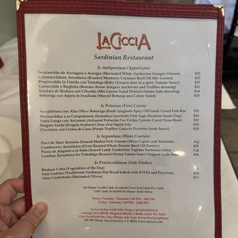 La Ciccia - Menu | 4/11/2026 - Seafood Near Me - San Francisco, California La Ciccia - Menu | 4/11/2026 - Seafood Near Me - San Francisco, California