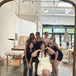 Saint Rose - The gang's all here! The salon was SO cute! I wanted to take this mirror haha