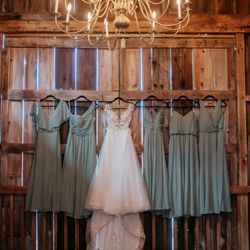 Mohican Gardens & Conservatory - Bridesmaids dresses in the barn.