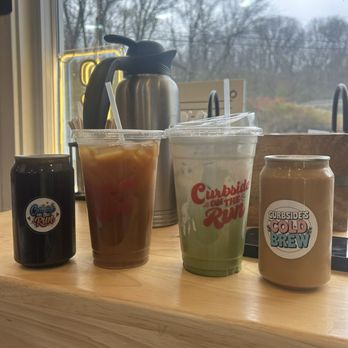 Curbside on the Run - Plain canned cold brew, cold brew with caramel, matcha special, coconut flavored canned cold brew - Coffee & Tea Near Me - Pittsburgh, Pennsylvania Curbside on the Run - Plain canned cold brew, cold brew with caramel, matcha special, coconut flavored canned cold brew - Coffee & Tea Near Me - Pittsburgh, Pennsylvania
