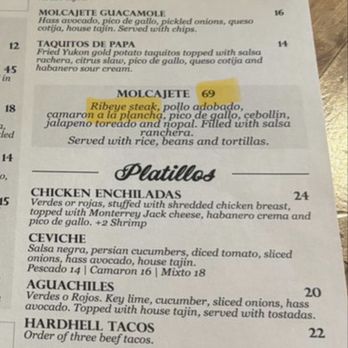 Estrella Cantina Lounge - Molcajete says It includes steak chicken and shrimp. Check your receipts they always add $2 xtra for steak the menu does not disclose - Mexican Near Me - Riverside, California