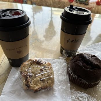 2nd Street Cafe - cranberry orange pecan scone, chocolate chocolate chip with cafe mocha and carmel macchiato - Breakfast & Brunch Near Me - Cedar Key, Florida