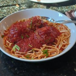 Tony's Pizza - Spaghetti and Meatballs and Chicken Parmesan with Angel Hair pasta. Delicious!