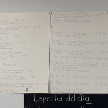 Cafeteria Tia Roseta - Hand written menu on the wall. - Mexican Near Me - Roswell, Georgia