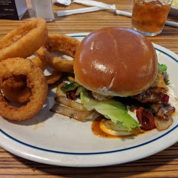 IHOP - Spicy Chicken Ranch Sandwich served with side of Onion Rings - Breakfast & Brunch Near Me - Cumming, Georgia