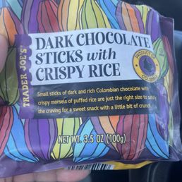 It's a dark chocolate sticks with crispy rice. Love this. Been munching them like 2 sticks every other day