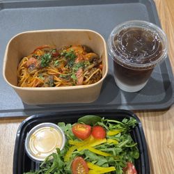 Pasta Stories - Yokohama Neopolitan Spaghetti ($8.50), House Salad & Iced Latte Combo ($5.50)  03-16-2026