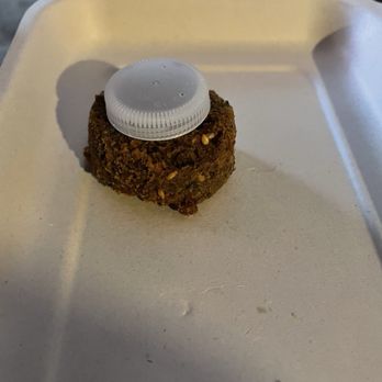 And Shawarma - Falafel with water bottle cap for size comparison. Great flavor but so small. - Vegan Near Me - Gaithersburg, Maryland And Shawarma - Falafel with water bottle cap for size comparison. Great flavor but so small. - Vegan Near Me - Gaithersburg, Maryland
