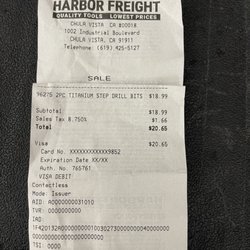 Harbor Freight Tools - Recipe for purchase .....