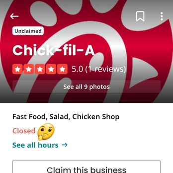 Chick-fil-A - Both Google Maps & Yelp! show this Chick-fil-A as closed! But I'm here eating right now. I informed management, twice now. - Fast Food Near Me - Rowlett, Texas
