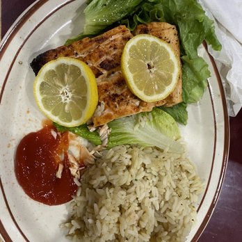 Grecian Steak House - salmon with rice - Steakhouses Near Me - Kennett, Missouri Grecian Steak House - salmon with rice - Steakhouses Near Me - Kennett, Missouri
