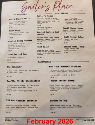 Menu photo 4 Sailer’s  Place Cafe & Bakery Florence, TX