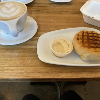 Dear Diary Coffee - Spinach & chickpea kolache + rose latte! - Coffee & Tea Near Me - Austin, Texas