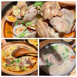 The clam, The pork belly and chicken soup, The duck blood pot