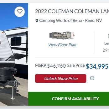 Camping World - Reno - CW says the prices change.  This price has not changed since my last visit two months ago.  Not by $6000! - RV Dealers Near Me - Reno, Nevada