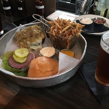 Tavern - Tavern burger with seasoned fries. Get the griddled onions on it and the white cheddar cheese!! - New American Near Me - Nashville, Tennessee
