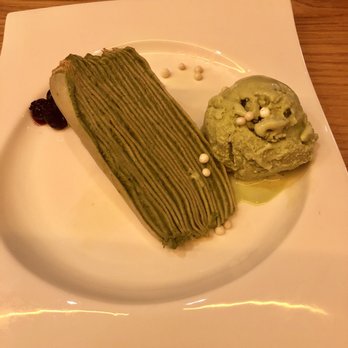 Ozumo - Matcha Crepe Cake with green tea ice cream - Izakaya Near Me - San Jose, California