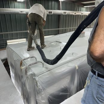Hwy 29 Rv Rescue - Pic of the spray on process - RV Repair Near Me - Bertram, Texas Hwy 29 Rv Rescue - Pic of the spray on process - RV Repair Near Me - Bertram, Texas
