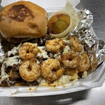 VLounge - a plate of food with shrimp and a sandwich - Food Trucks Near Me - Meridian, Mississippi VLounge - a plate of food with shrimp and a sandwich - Food Trucks Near Me - Meridian, Mississippi