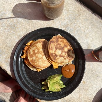Madrez Café - Madrez! Chorizo Gorditas- homemade flour gorditas (2) stuffed with fluffy eggs, chorizo and cheese. - Breakfast & Brunch Near Me - Playa del Carmen, ROO