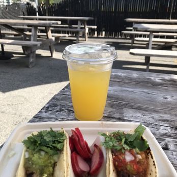 Tallulah's Taqueria - Carnitas Taco and Barbacoa Taco and Agua Fresca (mango) - Tacos Near Me - Providence, Rhode Island Tallulah's Taqueria - Carnitas Taco and Barbacoa Taco and Agua Fresca (mango) - Tacos Near Me - Providence, Rhode Island