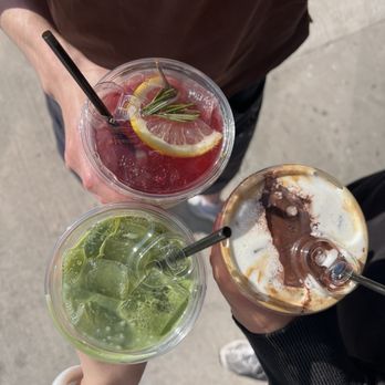 Stagger Coffee - top: queen crimson right: cream top bottom left: matcha latte - Coffee & Tea Near Me - Los Angeles, California Stagger Coffee - top: queen crimson right: cream top bottom left: matcha latte - Coffee & Tea Near Me - Los Angeles, California