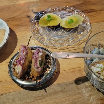 Barley Swine - Spicy beef / Tamale / Radish bagel / Pierogi - New American Near Me - Austin, Texas Barley Swine - Spicy beef / Tamale / Radish bagel / Pierogi - New American Near Me - Austin, Texas