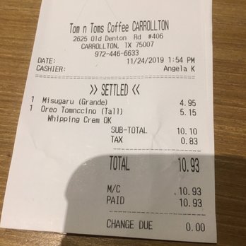 Tom N Toms Coffee - Prices of two of the three drinks - Coffee & Tea Near Me - Carrollton, Texas