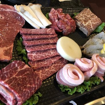 Buga Korean BBQ - meat and shrimp display - Barbeque Near Me - San Diego, California Buga Korean BBQ - meat and shrimp display - Barbeque Near Me - San Diego, California