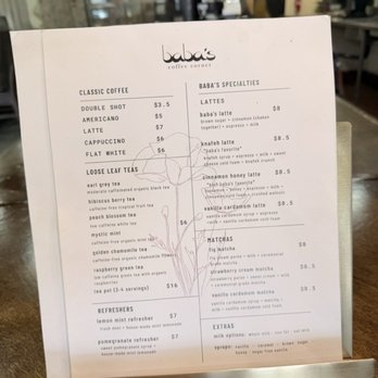 Baba's Coffee Corner - July 2026 Menu and Prices - Coffee & Tea Near Me - Orange, California