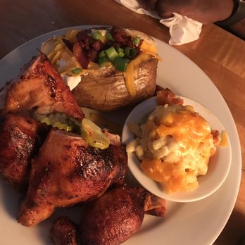 Jim 'N Nick's Bar-B-Q - Half chicken loaded potato and Mac - Barbeque Near Me - Auburn, Alabama