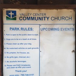 Valley Center Community Church - Park rules