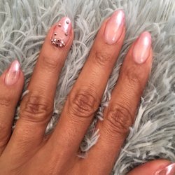Rose Gold chrome tips with diamond design