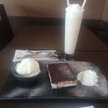 D-Spot Dessert Cafe - Tiramisu cheesecake with vanilla icecream and milkshake - Desserts Near Me - Toronto, Ontario D-Spot Dessert Cafe - Tiramisu cheesecake with vanilla icecream and milkshake - Desserts Near Me - Toronto, Ontario