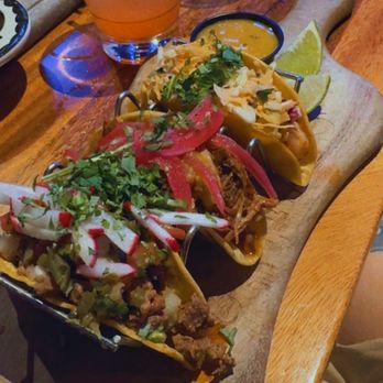 Kalaveras - Shrimp taco, Carne Asada taco, and a carnitas taco - Cocktail Bars Near Me - Simi Valley, California Kalaveras - Shrimp taco, Carne Asada taco, and a carnitas taco - Cocktail Bars Near Me - Simi Valley, California