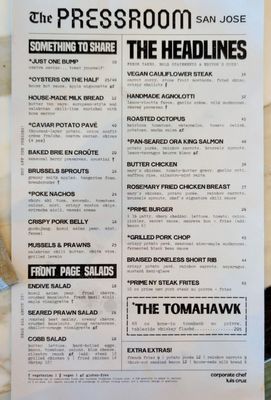 Menu photo 6 The Pressroom San Jose, CA Menu photo 6 The Pressroom San Jose, CA