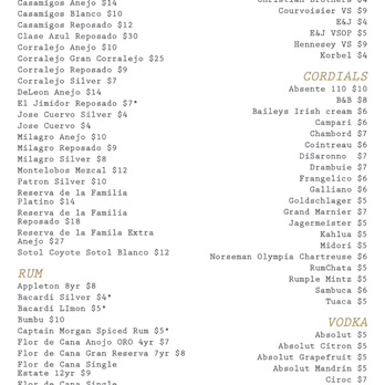 Hard Water Lounge - Spirits menu page 2 - Cocktail Bars Near Me - Crosby, Minnesota