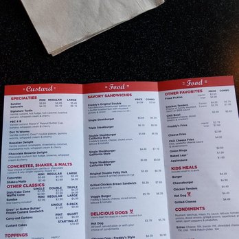 Freddy's - Menu to look at - Burgers Near Me - Tucson, Arizona Freddy's - Menu to look at - Burgers Near Me - Tucson, Arizona
