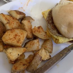 Home Fries & breakfast sandwich with Turkey sausage.. Home Fries & breakfast sandwich with Turkey sausage..