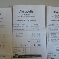 Restaurant Akropolis - Quittungen