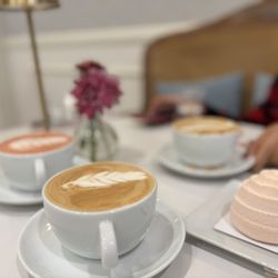 Marvel Cake - Red velvet latte, Soy latte, rose cake
