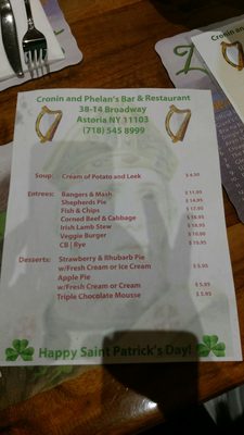 Menu photo 3 Cronin & Phelan's Astoria, NY Menu photo 3 Cronin & Phelan's Astoria, NY