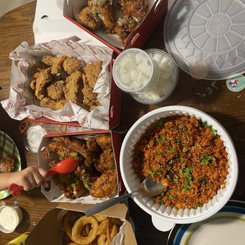KoKo Chicken & BBQ - Onion rings Pepper Soy Wings Koko Original Fried Chicken Whole Parmesan Wings kimchi rice - Chicken Wings Near Me - Garden Grove, California